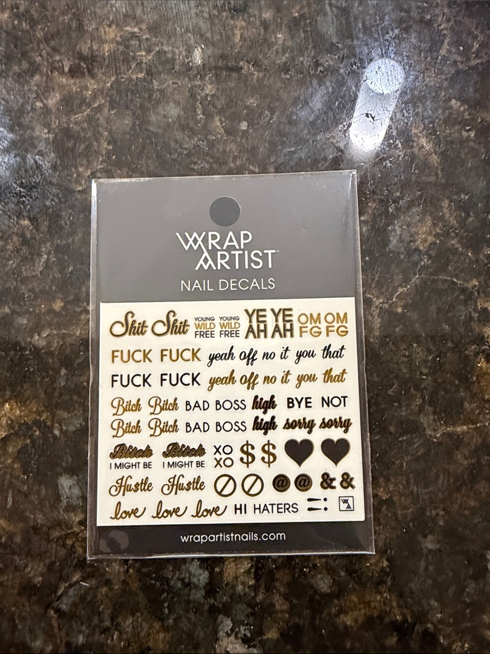 Gold & Black Text Nail Decal Stickers - Women Makeup Nail Tools